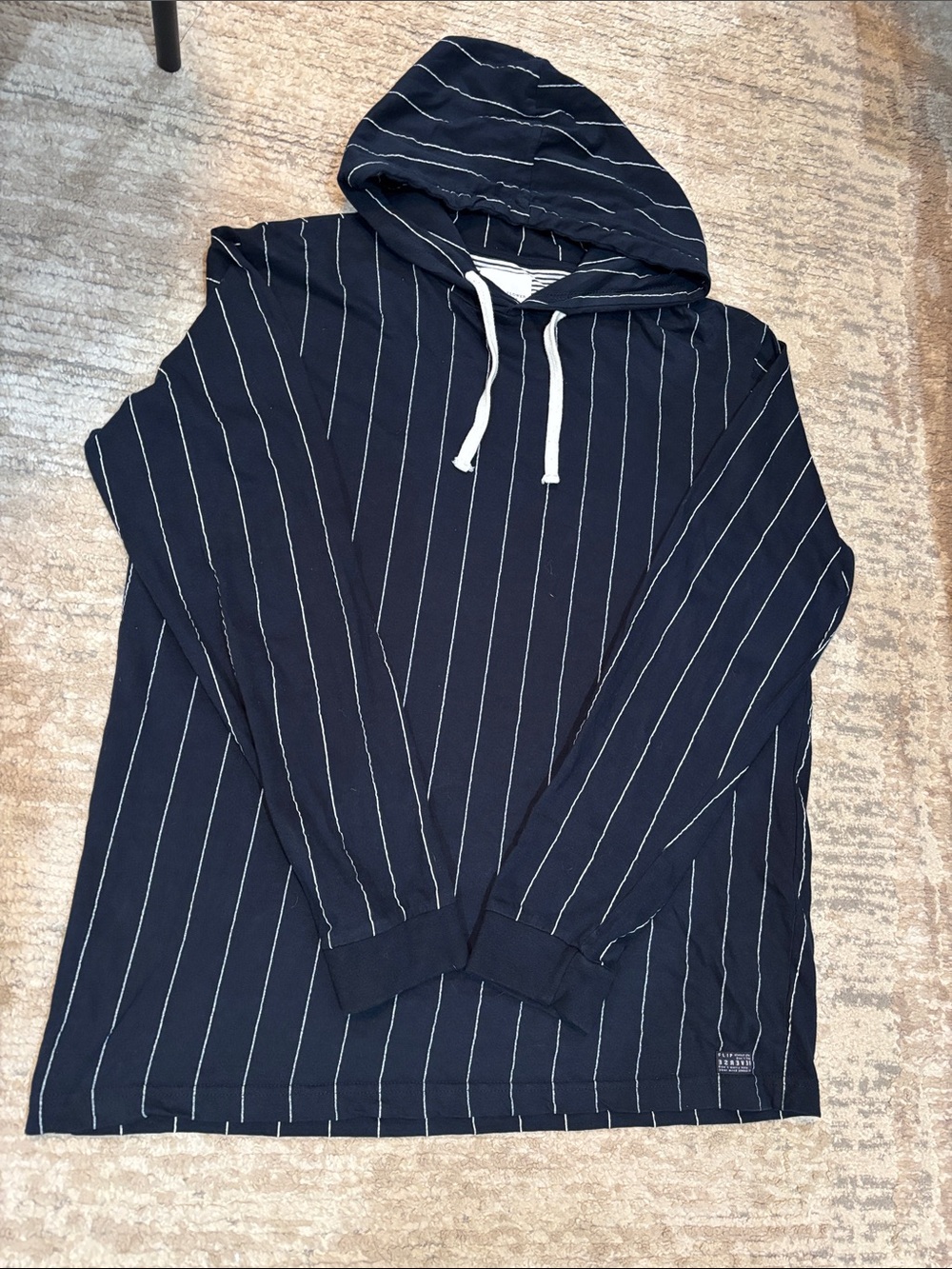 Men's Navy Pinstripe Hoodie Pullover